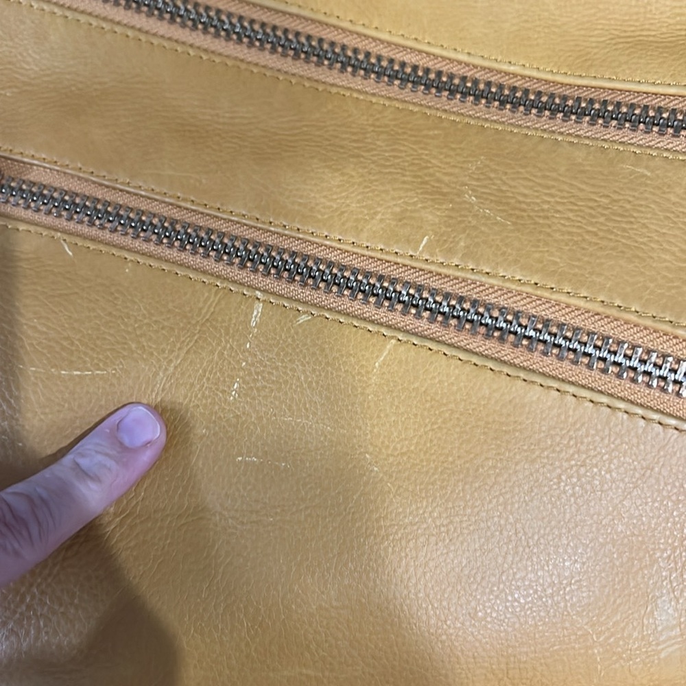 Handbag by Christopher Kon, Butterscotch leather. 15.5” w, 14.25” l, 1” d, - Picture 2 of 11